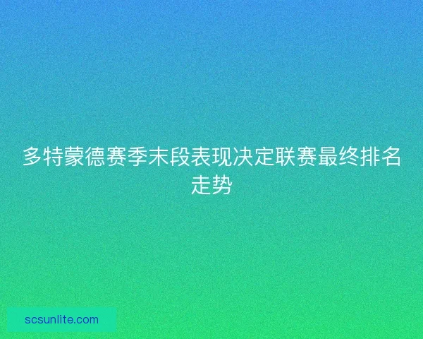 多特蒙德赛季末段表现决定联赛最终排名走势